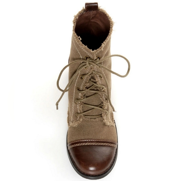 Sbicca Allman Vintage Collection Brown Two-Tone Lace-Up Ankle Boots - Picture 3 of 9